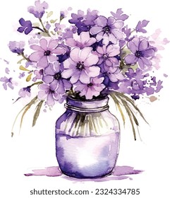 Beautiful bouquet of purple flowers in a vase