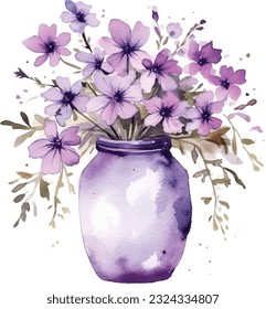 Beautiful bouquet of purple flowers in a vase