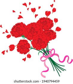 Beautiful bouquet of red carnations 
Mother's Day