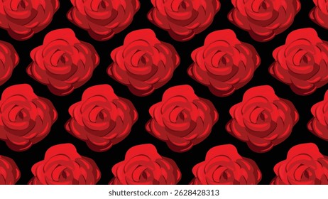 A beautiful bouquet of red roses, a classic symbol of love and romance, creates a vibrant floral background perfect for a wedding celebration