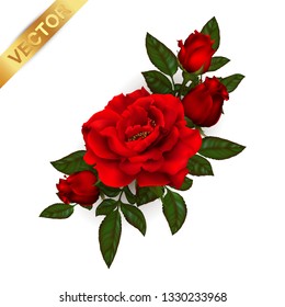 beautiful bouquet with red roses and leaves. Floral arrangement.design greeting card and invitation of the wedding, birthday,Valentine's Day, mother's day and other holiday.
