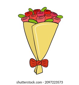 beautiful bouquet with rose flowers for valentine day card design