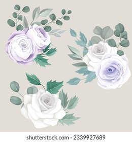 beautiful bouquet roses flower and eucalyptus leaves