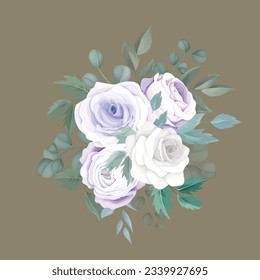 beautiful bouquet roses flower and eucalyptus leaves