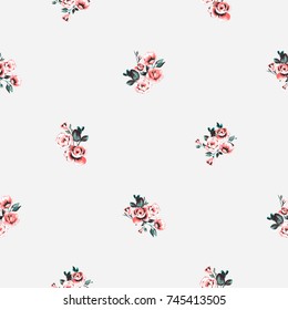 Beautiful bouquets vector seamless pattern in watercolor style. Vintage wedding decoration design. Beautiful floral Illustration on white background.