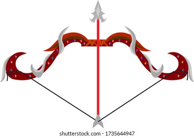 Beautiful bow with arrow ancient weapon unique trendy design with colorful stone graphic design.