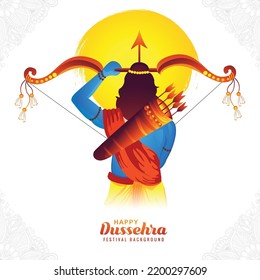 Beautiful bow and arrow of rama in happy dussehra card holiday background