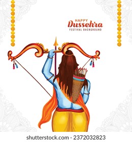 Beautiful bow and arrow of rama in happy dussehra card holiday background