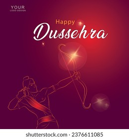 Beautiful bow and arrow of Rama in happy Dussehra card holiday