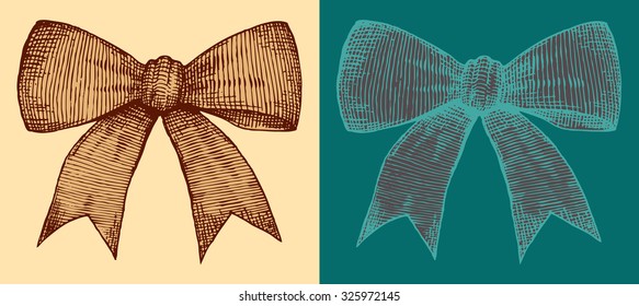 Beautiful bow, tie, bow, ribbon, drawn, Gift ribbon and bow