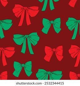 Beautiful Bows holiday design pattern seamless Vector Illustration