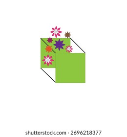 bela caixa de flores design vetorial