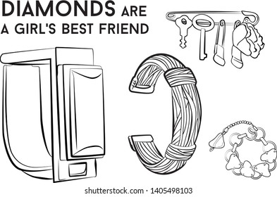 Beautiful bracelet - jewelry set Fashion vector illustration vector  object isolated necklace 