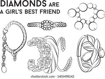 Beautiful bracelet - jewelry set Fashion vector illustration vector  object isolated necklace 