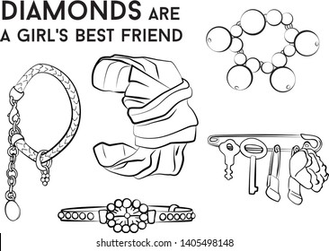 Beautiful bracelet - jewelry set Fashion vector illustration vector  object isolated necklace 