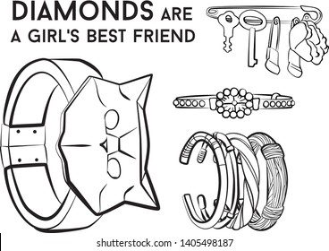 Beautiful bracelet - jewelry set Fashion vector illustration vector  object isolated necklace 