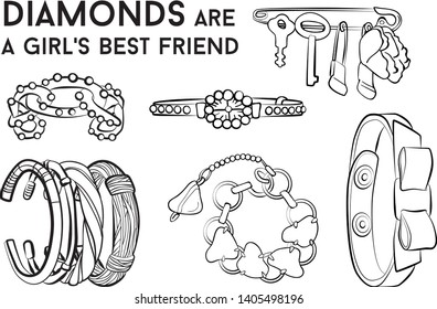 Beautiful bracelet - jewelry set Fashion vector illustration vector  object isolated necklace 