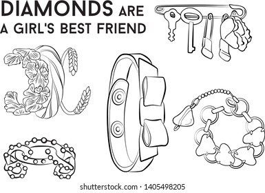 Beautiful bracelet - jewelry set Fashion vector illustration vector  object isolated necklace 