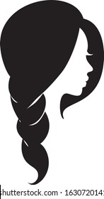 Beautiful Braided Hairstyle. Woman Profile Silhouette