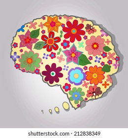 Beautiful brain with  nice colored flowers