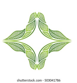 Beautiful branch of decorative leaves. Vector illustration.