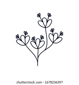 beautiful branch icon over white background, minimalist tattoo concept, line style, vector illustration