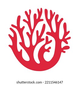 A Beautiful Branch Of Red Algae On A White Background. Algae Logo, Algae Icon