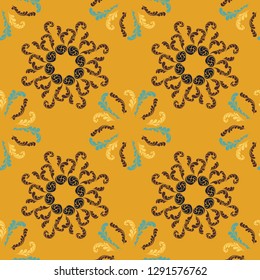 Beautiful branches elegant seamless floral motif pattern, stylized flowers organic print, vector ornate background. Classic floral stylized organic seamless fabric print vector with flowers, twigs.