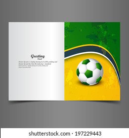 Beautiful Brazil colors concept wave colorful soccer ball greeting card presentation vector illustration