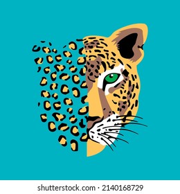 Hermoso diseño de camisetas vectoriales de carátula jaguar brasileña y de impresión animal 