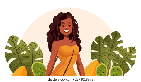 beautiful brazilian woman latin female cartoon character posing on camera