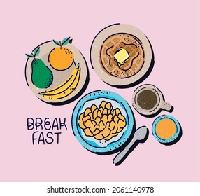 hermosa ilustración de desayuno con artículos