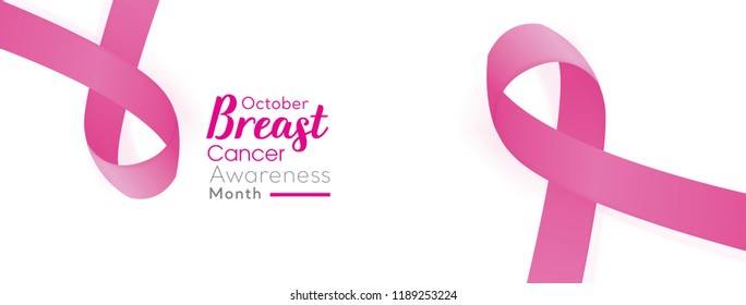 Beautiful breast cancer awareness campaign banner with pink ribbon symbols on white background and space for text