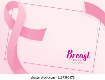 Beautiful Breast Cancer Awareness Campaign Background Border Design With Pink Ribbon Symbol And Space For Text