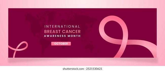 Beautiful breast cancer awareness campaign banner with pink ribbon symbols on gradient pastel light pink background and space for text