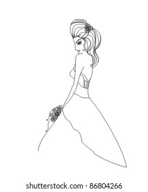 Beautiful bride - doodle illustration