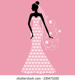 Beautiful bride with flowers  vector illustration