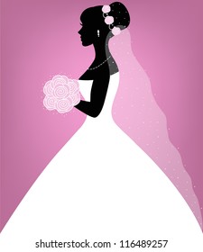 Beautiful bride on pink background