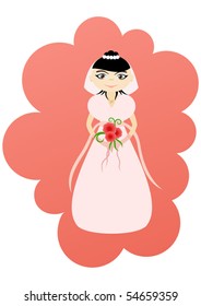 Beautiful bride on pink background