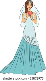 beautiful bride on a white background
