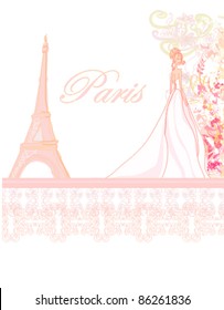 Beautiful bride in Paris card