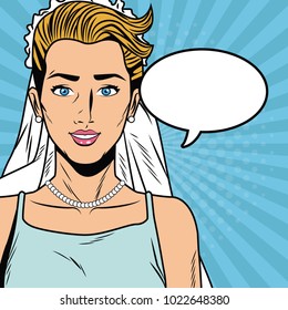 Beautiful bride pop art cartoon Internet Security, baniking online