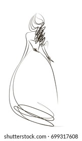 Beautiful Bride, Silhouette, Sketch