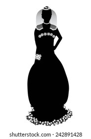 Beautiful bride silhouette-Vector illustration 