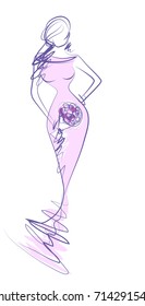 Beautiful bride, sketch, model, vector
