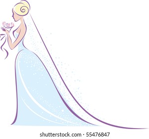 Beautiful bride with a wedding bouquet