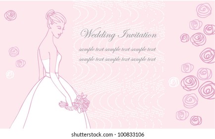 Beautiful bride in wedding dress for Wedding invitations or announcements