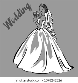 Beautiful bride. Wedding Dress. Veil. 