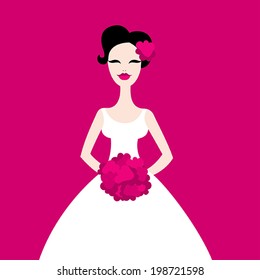 Beautiful bride. Wedding vector illustration