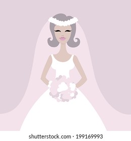 Beautiful bride. Wedding vector illustration